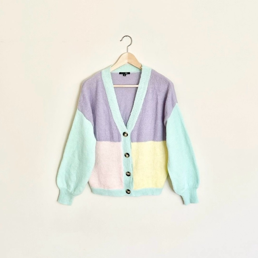 Papermoon Pastel Color Block Button Cardigan Women’s size Medium